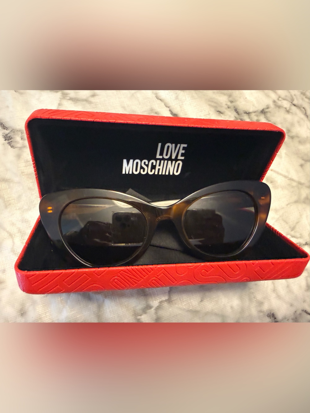 Moschino Tortoiseshell Sunglasses with Gold Logo - Picture 4 of 12